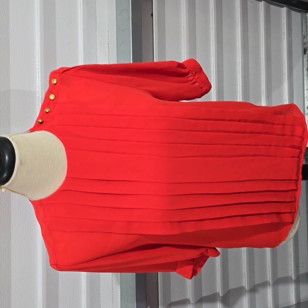 Elegant Redish‎ Orange Blouse with Gold Button Detail Size 14 - Picture 3 of 13
